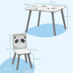 Zonekiz Kids Table And Chair Set, Toddler Table With 2 Chairs, Grey - thumbnail 3
