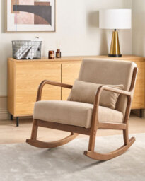 Beliani Rocking Chair Skovde Fabric Beige - thumbnail 2