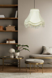 "12"" Double Scallop Cream Lampshade Traditional Fabric Shade For Table Or Ceiling Lamps Elegant Lighting In Multiple Sizes" - thumbnail 5