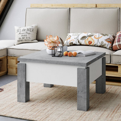 Heze Furniture Ozma 2 In 1 Extending Coffee / Dining Table 90-180Cm - Concrete / White - image 1