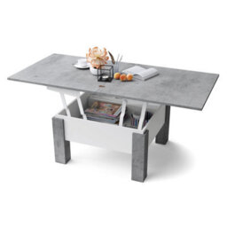 Heze Furniture Ozma 2 In 1 Extending Coffee / Dining Table 90-180Cm - Concrete / White - thumbnail 8