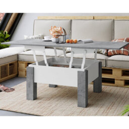 Heze Furniture Ozma 2 In 1 Extending Coffee / Dining Table 90-180Cm - Concrete / White - thumbnail 3