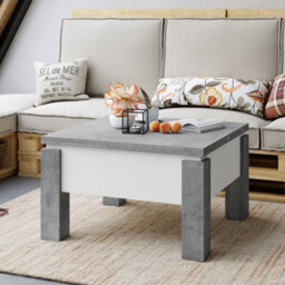 Heze Furniture Ozma 2 In 1 Extending Coffee / Dining Table 90-180Cm - Concrete / White