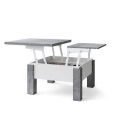 Heze Furniture Ozma 2 In 1 Extending Coffee / Dining Table 90-180Cm - Concrete / White - thumbnail 7