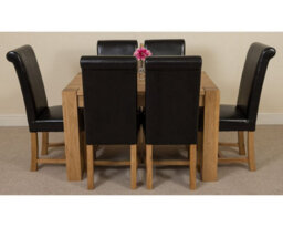 That's Furniture Kuba 125 X 80 Cm Chunky Oak Small Dining Table And 6 Chairs Dining Set With Washington Black Leather Chairs - thumbnail 2