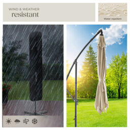 Tectake Parasol Apollo - 250 X 250 Cm, Tilt Adjustable, Protective Cover Included - Beige - thumbnail 5