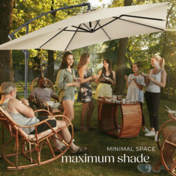 Tectake Parasol Apollo - 250 X 250 Cm, Tilt Adjustable, Protective Cover Included - Beige - thumbnail 7