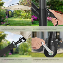 Tectake Parasol Apollo - 250 X 250 Cm, Tilt Adjustable, Protective Cover Included - Beige - thumbnail 4
