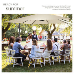 Tectake Parasol Apollo - 250 X 250 Cm, Tilt Adjustable, Protective Cover Included - Beige - thumbnail 3