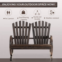 Outsunny 2 Seater Garden Bench W/ Wheel-Shaped Armrests Carbonized Colour - thumbnail 6