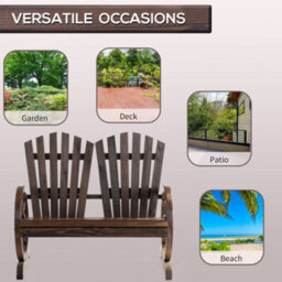 Outsunny 2 Seater Garden Bench W/ Wheel-Shaped Armrests Carbonized Colour - thumbnail 7