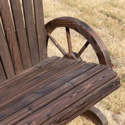 Outsunny 2 Seater Garden Bench W/ Wheel-Shaped Armrests Carbonized Colour - thumbnail 8