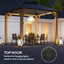 Outsunny 3X(3)M Double-Tier Hardtop Gazebo, Outdoor Patio Shelter, Grey - thumbnail 7