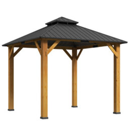 Outsunny 3X(3)M Double-Tier Hardtop Gazebo, Outdoor Patio Shelter, Grey - thumbnail 2
