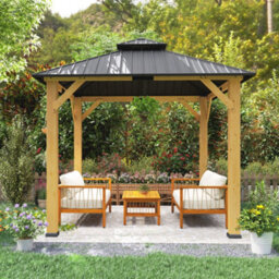 Outsunny 3X(3)M Double-Tier Hardtop Gazebo, Outdoor Patio Shelter, Grey - thumbnail 9