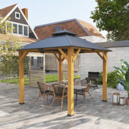 Outsunny 3X(3)M Double-Tier Hardtop Gazebo, Outdoor Patio Shelter, Grey - thumbnail 8