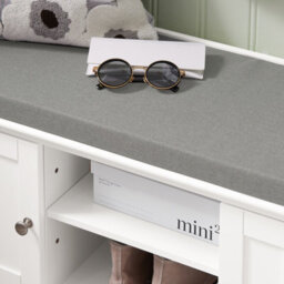 Sobuy Fsr35-W, Storage Bench With 2 Doors & Removable Seat Cushion, Shoe Cabinet Shoe Bench,white,w105Xd35Xh43.5 - thumbnail 9