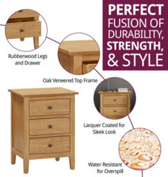 Hallowood Furniture Aston 3 Drawer Bedside Table, Set Of 2 - thumbnail 2