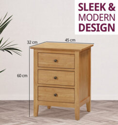 Hallowood Furniture Aston 3 Drawer Bedside Table, Set Of 2 - thumbnail 3
