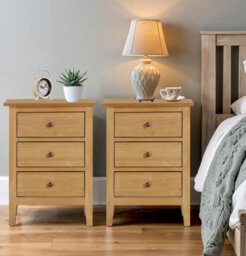 Hallowood Furniture Aston 3 Drawer Bedside Table, Set Of 2 - thumbnail 1