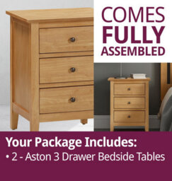 Hallowood Furniture Aston 3 Drawer Bedside Table, Set Of 2 - thumbnail 7