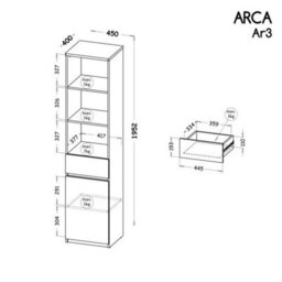 Arte Arca Ar3 Tall Cabinet - Stylish Dual-Tone, H1952mm W450mm D400mm In Oak Wotan & Arctic White - thumbnail 2