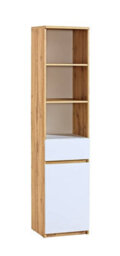 Arte Arca Ar3 Tall Cabinet - Stylish Dual-Tone, H1952mm W450mm D400mm In Oak Wotan & Arctic White - thumbnail 1