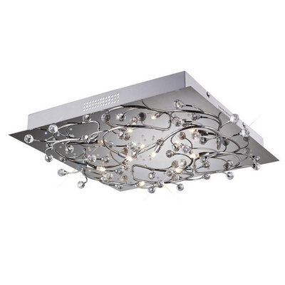 Luminosa Lighting Luminosa Fia Flush Ceiling Square 6 Light G4 White Leds Polished Chrome/crystal, Not Led/cfl Compatible - image 1