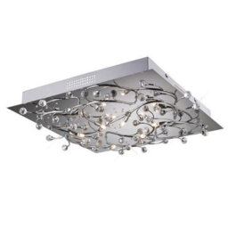 Luminosa Lighting Luminosa Fia Flush Ceiling Square 6 Light G4 White Leds Polished Chrome/crystal, Not Led/cfl Compatible - thumbnail 1