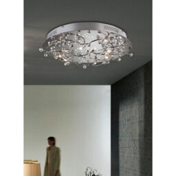 Luminosa Lighting Luminosa Fia Flush Ceiling Square 6 Light G4 White Leds Polished Chrome/crystal, Not Led/cfl Compatible - thumbnail 4