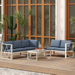 Outsunny 5 Seater Sectional Outdoor Sofa Set With Loveseats For Garden Grey - thumbnail 8