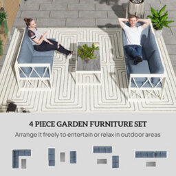 Outsunny 5 Seater Sectional Outdoor Sofa Set With Loveseats For Garden Grey - thumbnail 4