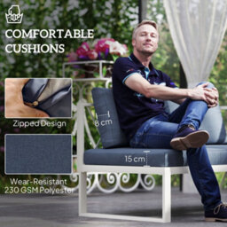 Outsunny 5 Seater Sectional Outdoor Sofa Set With Loveseats For Garden Grey - thumbnail 6