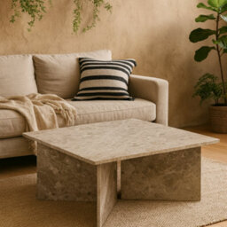 Wyld Haus Singapore Latte Brown Turkish Marble Square Coffee Table 90Cm - thumbnail 1