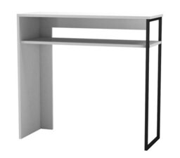 White Wooden & Steel Console Display Table Living Room Hallway W/ Storage Shelf 80Cm - thumbnail 4