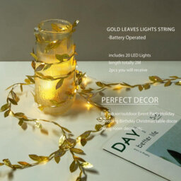 Amorly 6.56 Ft Artificial Golden Leaf Vine Fairy Lights,20 Led Battery Operated String Lights, Garland Decor For Wedding, Birthday, Party - thumbnail 6