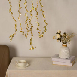 Amorly 6.56 Ft Artificial Golden Leaf Vine Fairy Lights,20 Led Battery Operated String Lights, Garland Decor For Wedding, Birthday, Party - thumbnail 5