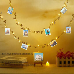 Amorly 6.56 Ft Artificial Golden Leaf Vine Fairy Lights,20 Led Battery Operated String Lights, Garland Decor For Wedding, Birthday, Party - thumbnail 4