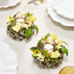 Dibor Set Of 2 Floral Yellow Table Decoration Christmas Candle Holders