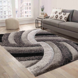 Modern Soft Swirl Shimmer Shaggy Area Rugs Grey 120X170 Cm - thumbnail 3