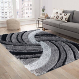 Modern Soft Swirl Shimmer Shaggy Area Rugs Grey 120X170 Cm - thumbnail 1