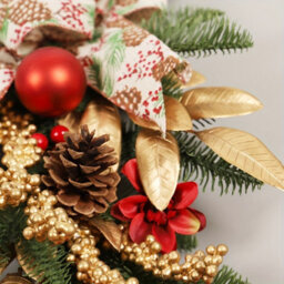 Amorly Christmas Staircase Wreath Decoration Gold Garland With Bows Pine Cones Berries For Indoor Outdoor Home Party Window Wall Decor - thumbnail 6