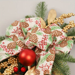 Amorly Christmas Staircase Wreath Decoration Gold Garland With Bows Pine Cones Berries For Indoor Outdoor Home Party Window Wall Decor - thumbnail 8