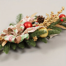Amorly Christmas Staircase Wreath Decoration Gold Garland With Bows Pine Cones Berries For Indoor Outdoor Home Party Window Wall Decor - thumbnail 5