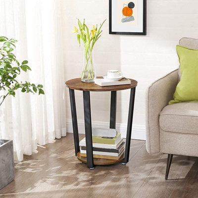 Songmics Side Table, Industrial Coffee Table, Round Sofa Table With Iron Frame, For Living Room, Bedroom, Stable And Simple - image 1