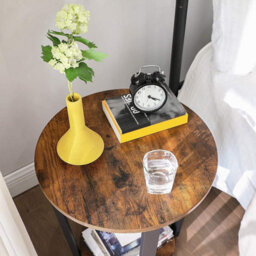 Songmics Side Table, Industrial Coffee Table, Round Sofa Table With Iron Frame, For Living Room, Bedroom, Stable And Simple - thumbnail 4