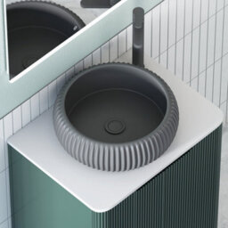 Royal Bathrooms Avenza 600mm Deep Moss Green Wall Hung Bathroom Countertop Vanity Unit 1 Drawer With Milan Black Basin - thumbnail 7