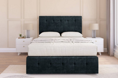 "Sloomy Cambridge Black Naples Divan Bed Set 2 Drawers Left Side - 54"" Floor Standing & 12"" Footboard 4'6 Double" - image 1