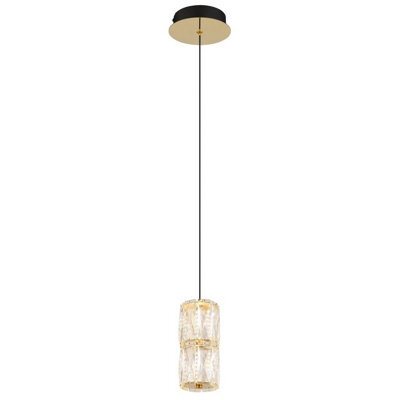 Luminosa Lighting Luminosa Stefanie Slim Pendant Ceiling Light Gold Colours Antique Crystals Clear Glass Shade Led 3000K - image 1
