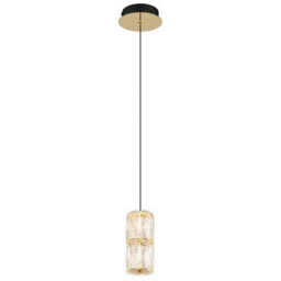Luminosa Lighting Luminosa Stefanie Slim Pendant Ceiling Light Gold Colours Antique Crystals Clear Glass Shade Led 3000K